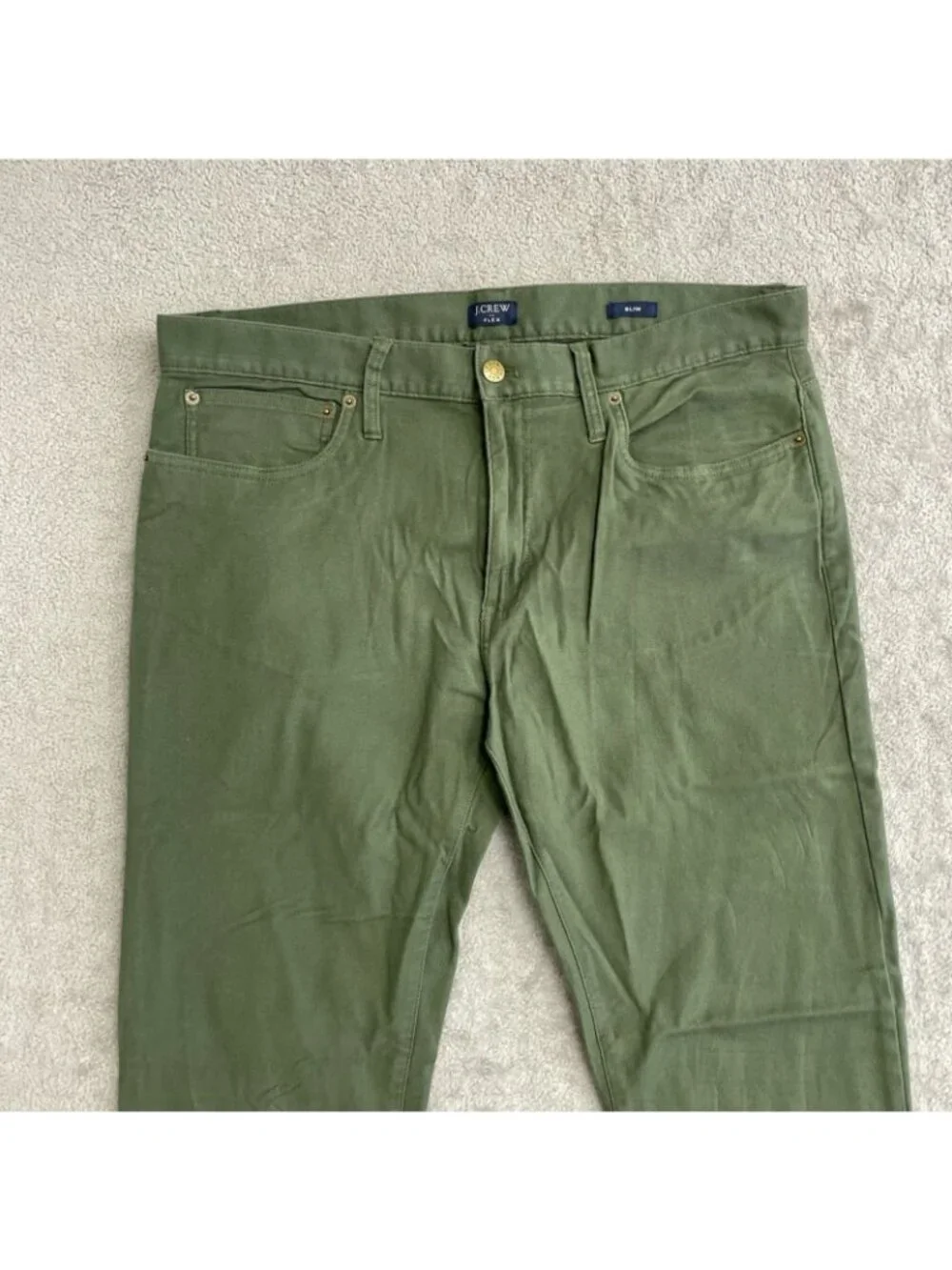 J.Crew Flex Men's W36 L32 Olive Green Slim Fit Chino Pants P0332